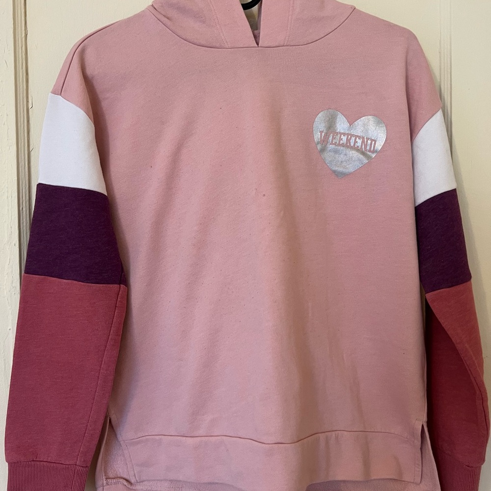 Place Pink Colorblock Hoodie with Metallic Heart